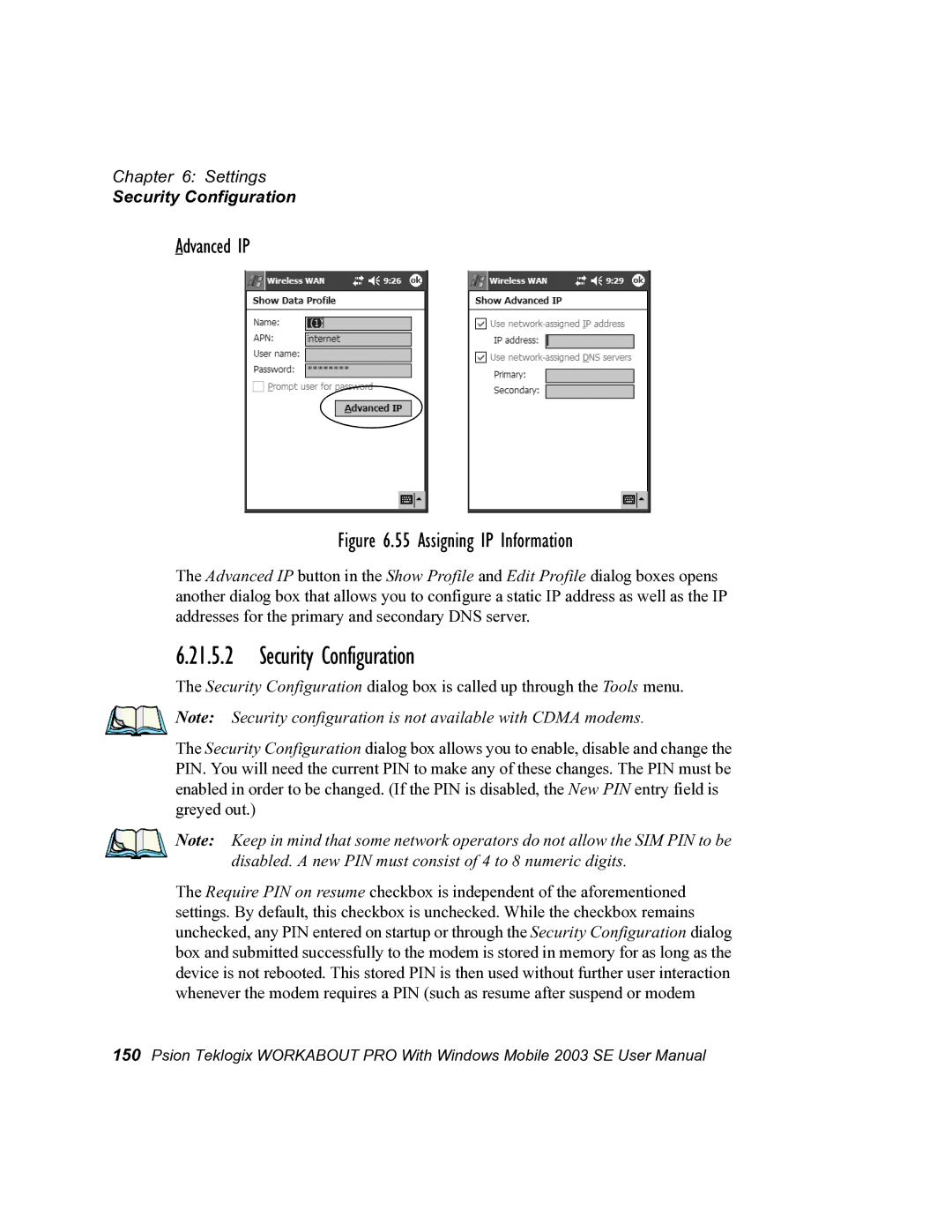 Psion Teklogix 7525 user manual Security Configuration, Advanced IP 