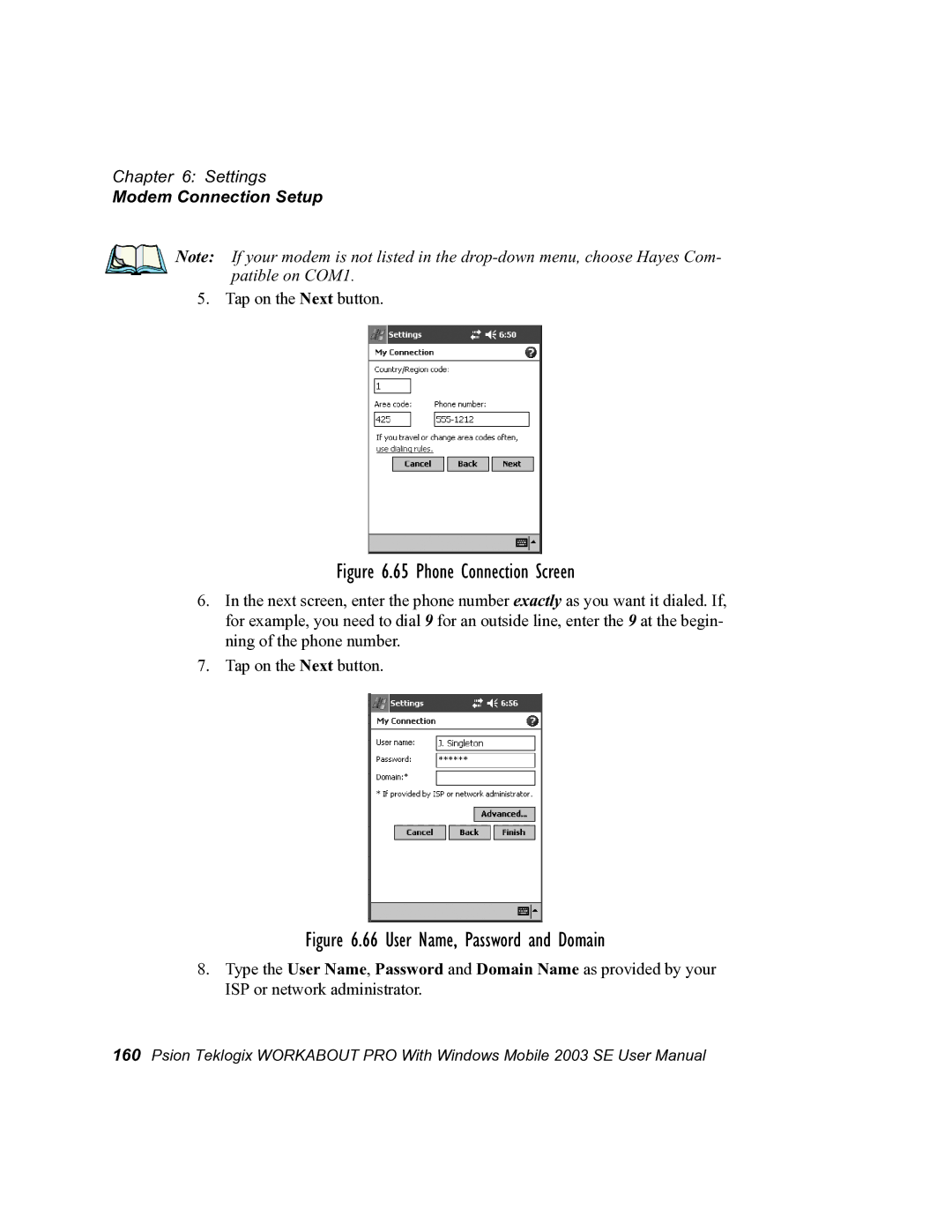 Psion Teklogix 7525 user manual Phone Connection Screen 