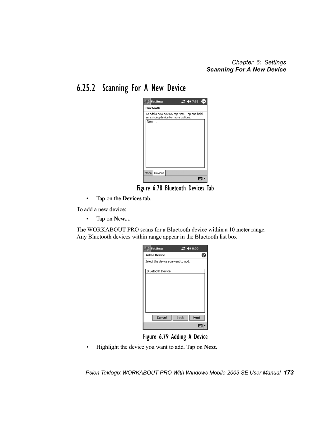 Psion Teklogix 7525 user manual Scanning For a New Device 