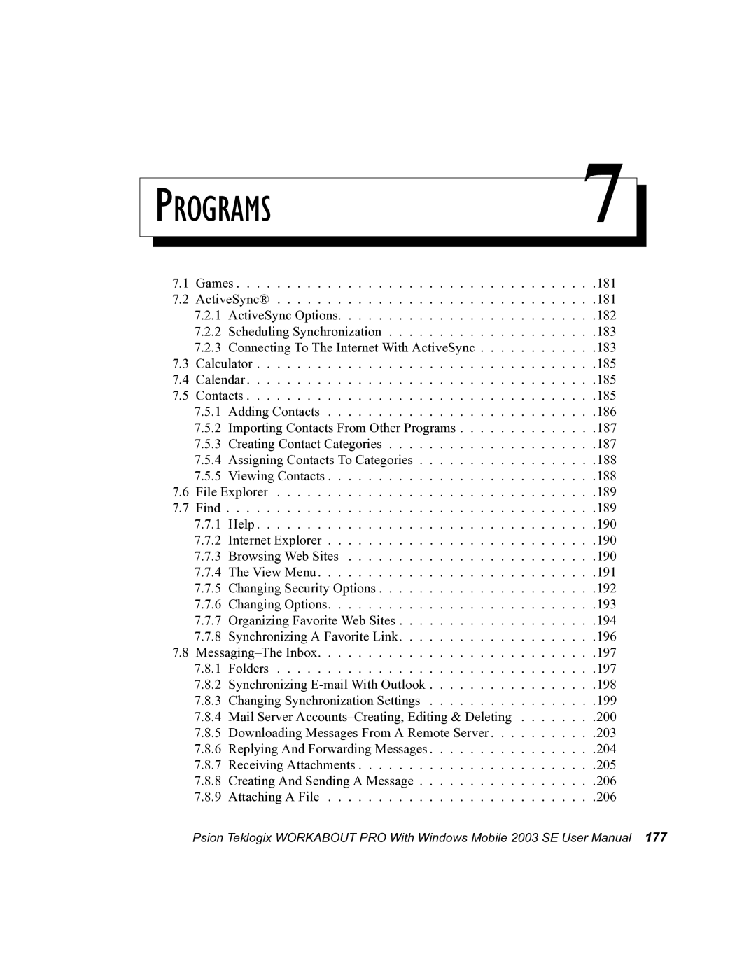 Psion Teklogix 7525 user manual Programs 