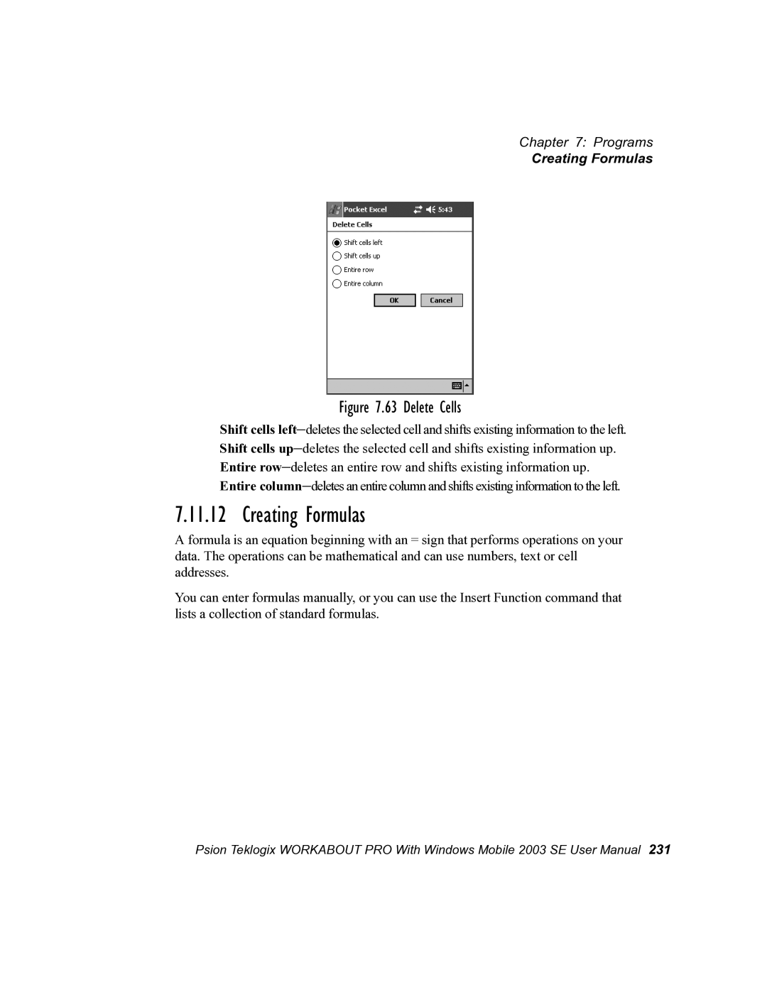 Psion Teklogix 7525 user manual Creating Formulas 