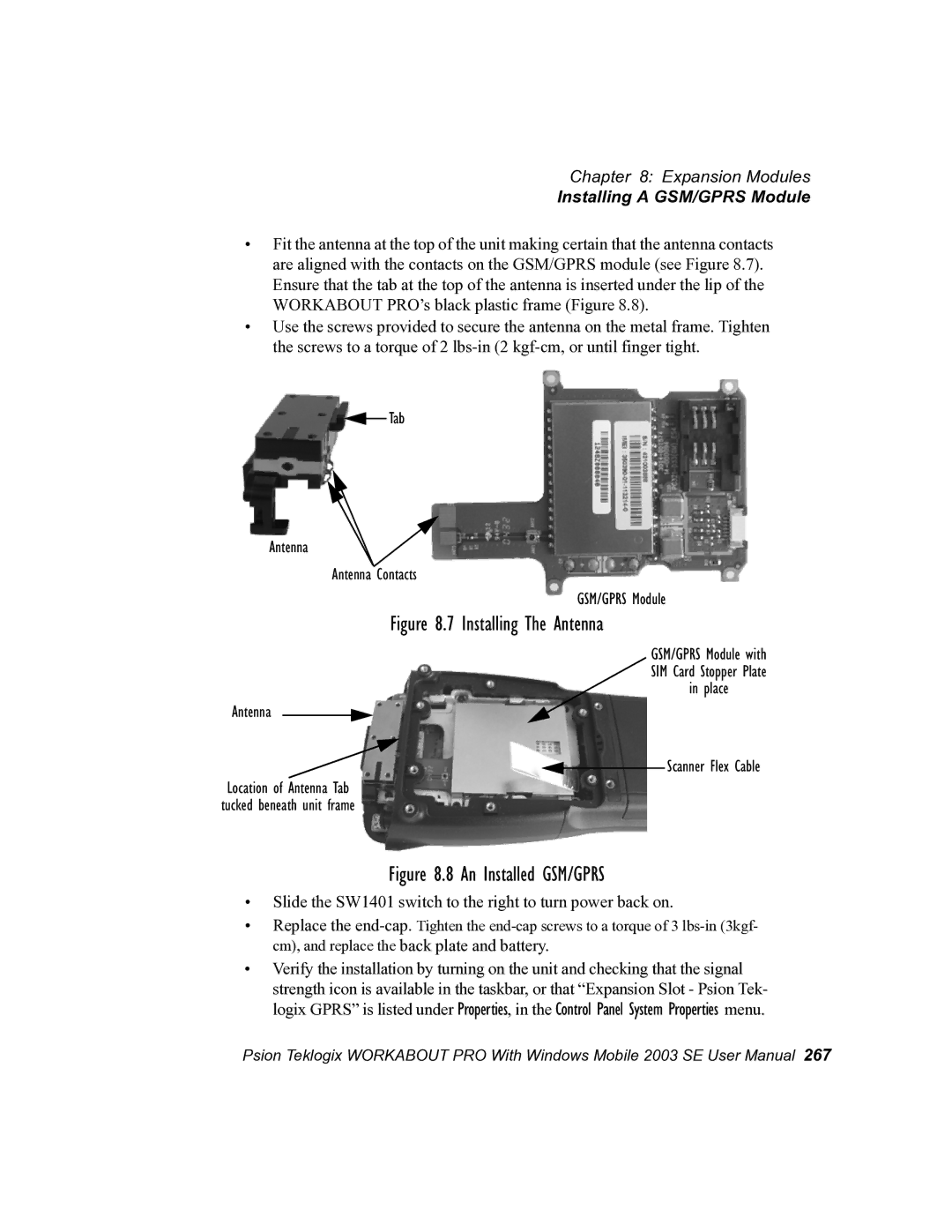 Psion Teklogix 7525 user manual Installing The Antenna 