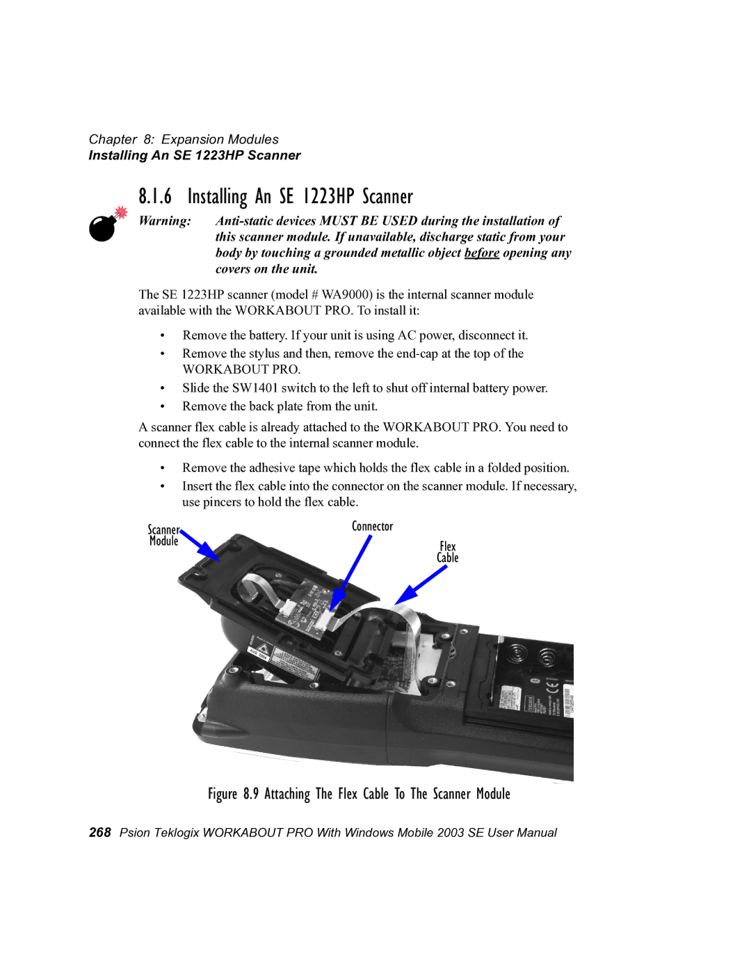 Psion Teklogix 7525 user manual Installing An SE 1223HP Scanner 