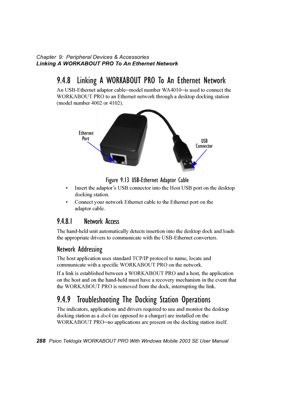 Psion Teklogix 7525 user manual Network Access, Network Addressing, Linking a Workabout PRO To An Ethernet Network 