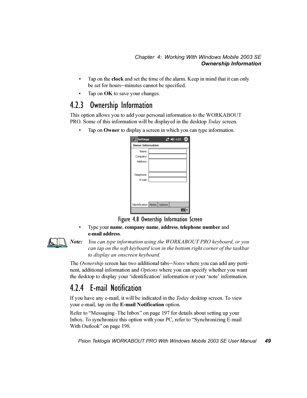 Psion Teklogix 7525 user manual Ownership Information, Mail Notification 