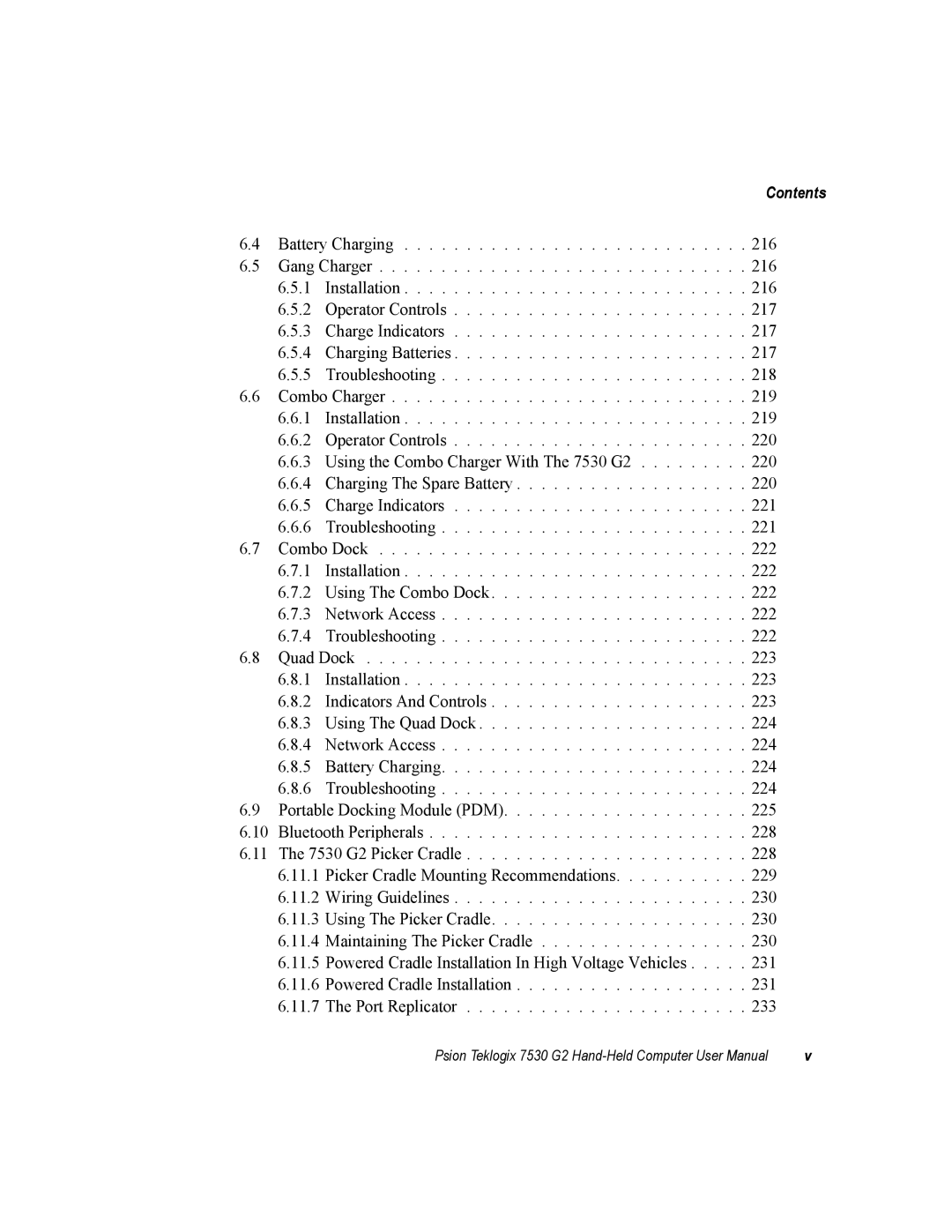 Psion Teklogix 7530 G2 user manual Contents 