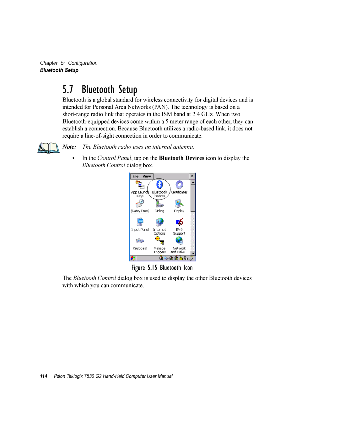 Psion Teklogix 7530 G2 user manual Bluetooth Setup 