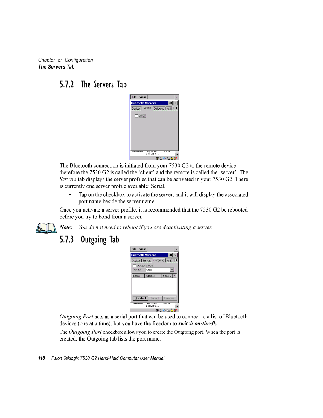 Psion Teklogix 7530 G2 user manual Servers Tab, Outgoing Tab 