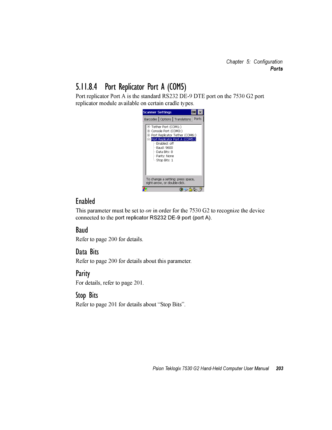 Psion Teklogix 7530 G2 user manual Port Replicator Port a COM5 