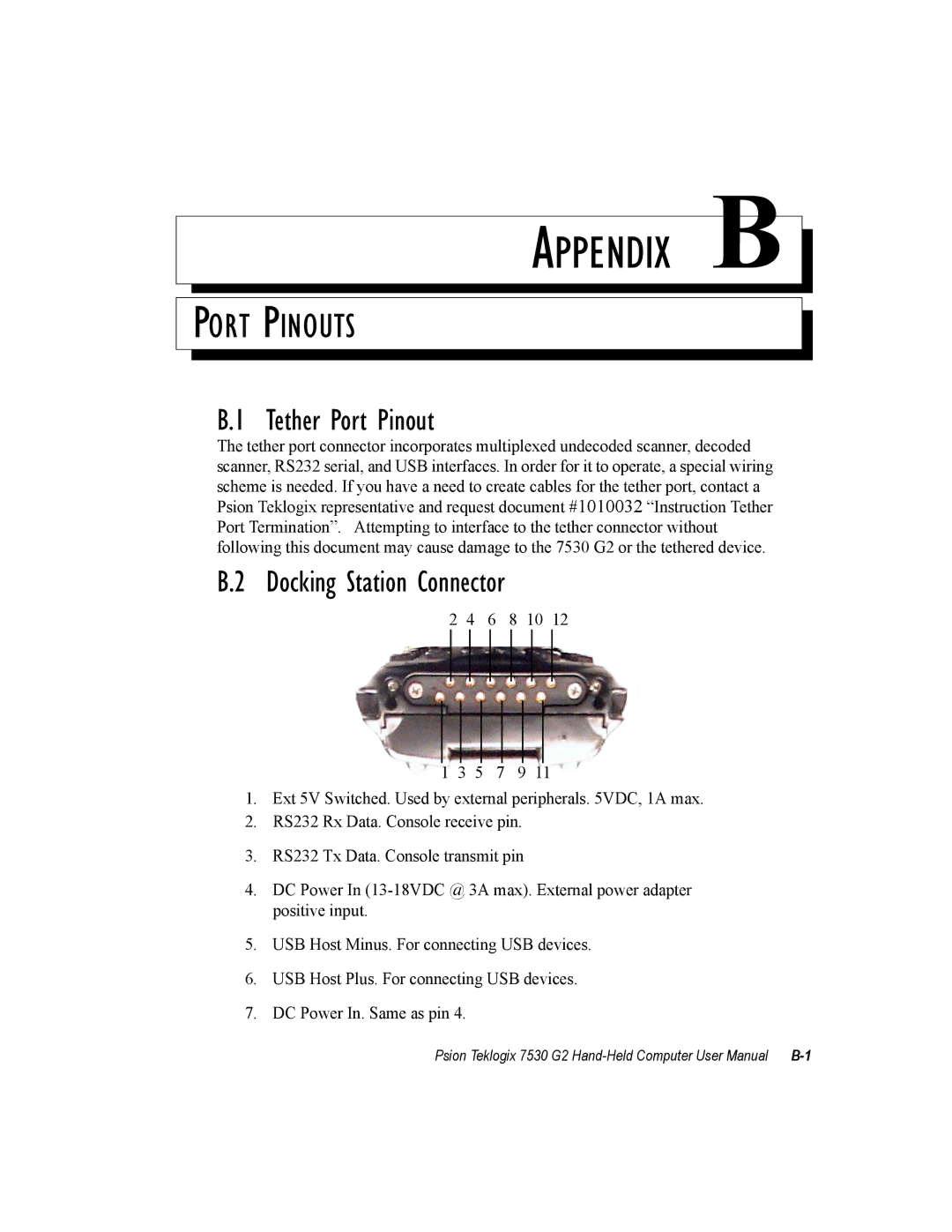 Psion Teklogix 7530 G2 user manual Appendix B 