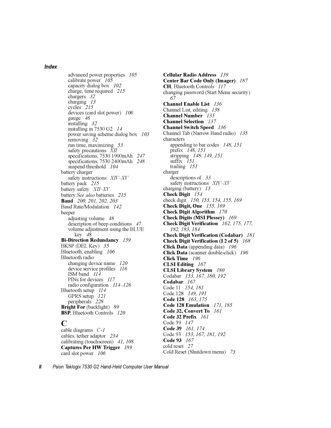 Psion Teklogix 7530 G2 user manual Index, Xii 