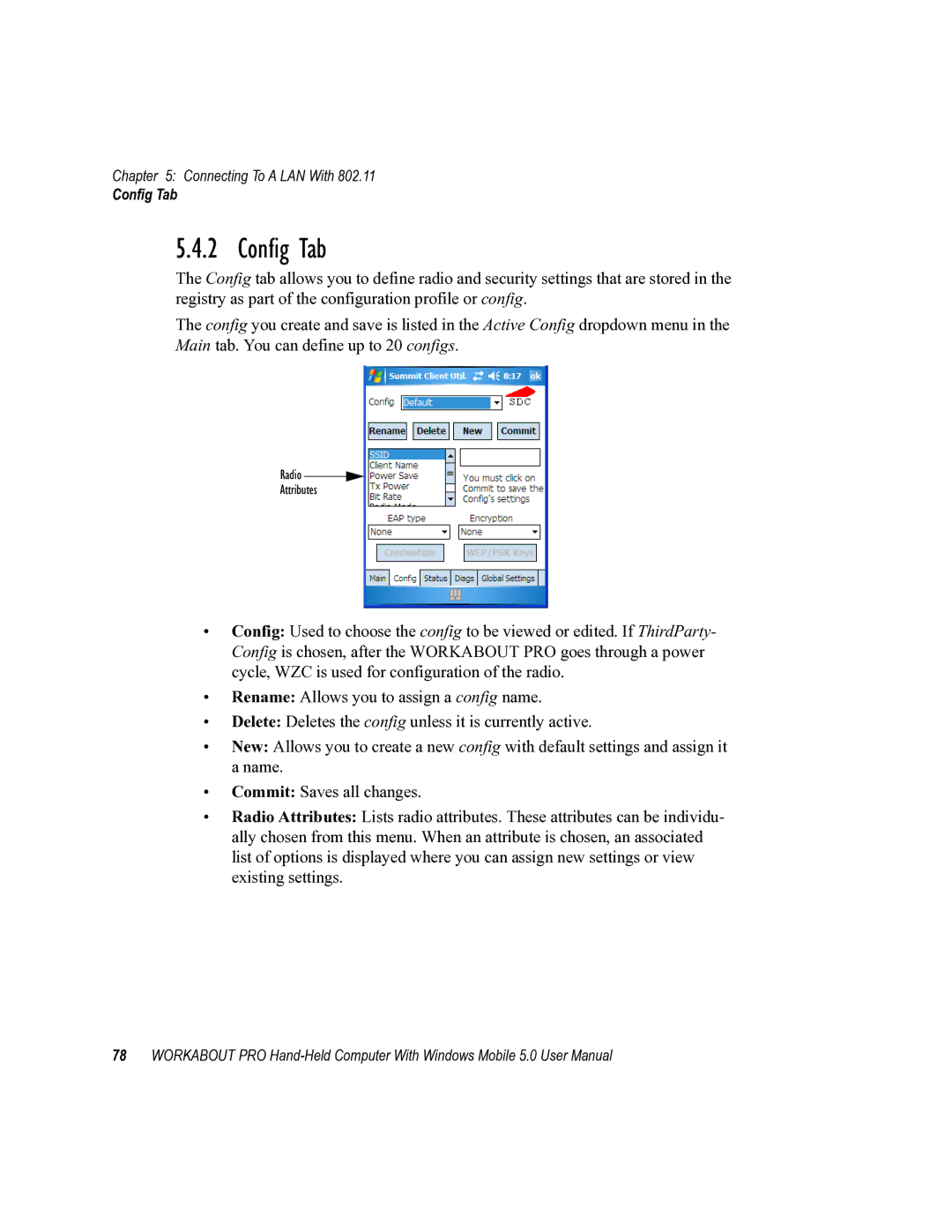 Psion Teklogix 8100107B user manual Config Tab 