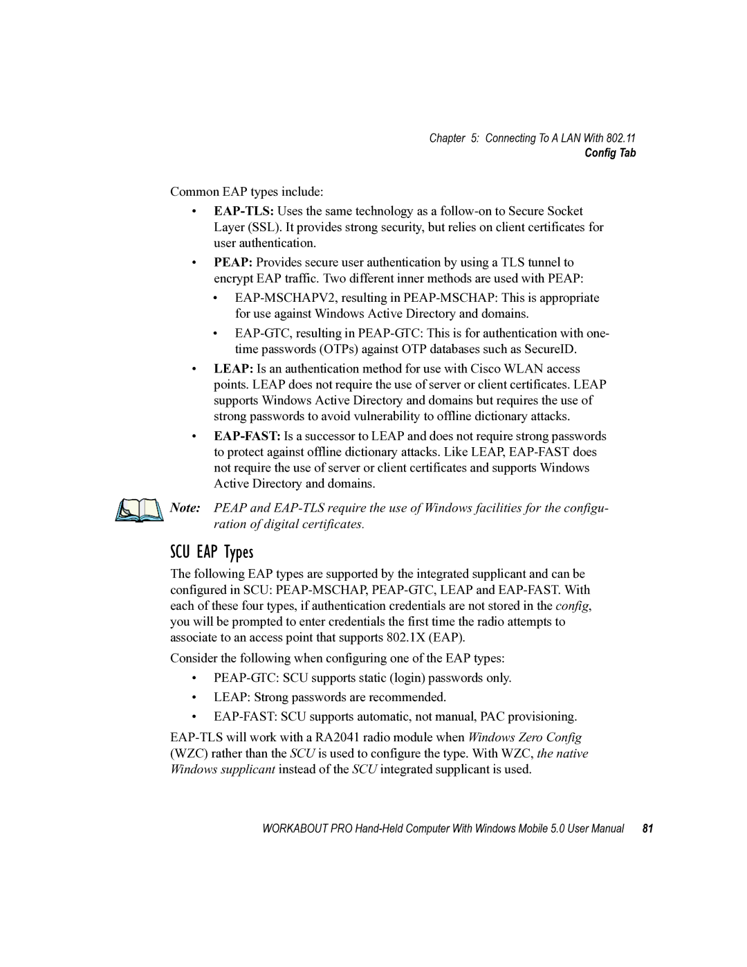 Psion Teklogix 8100107B user manual SCU EAP Types 