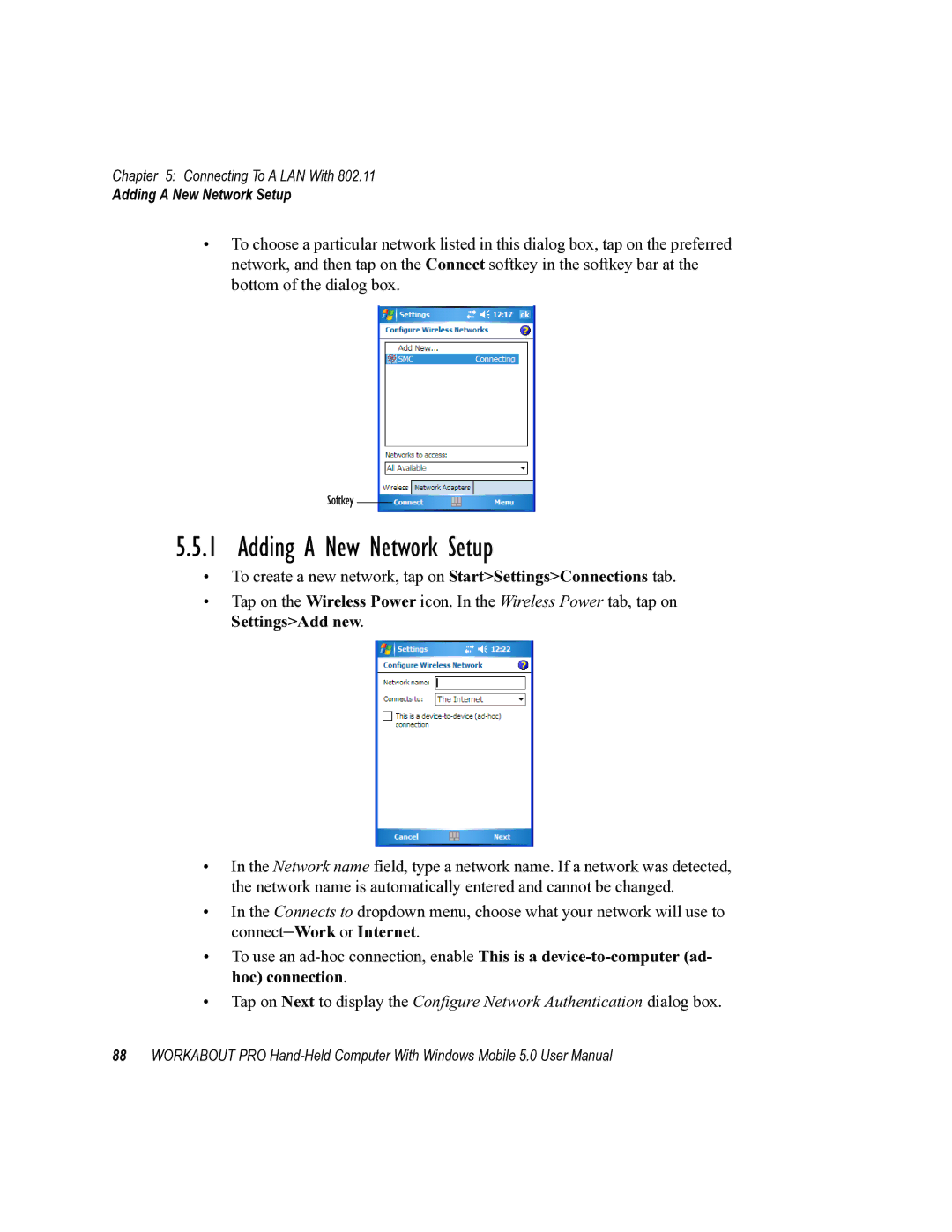 Psion Teklogix 8100107B user manual Adding a New Network Setup 