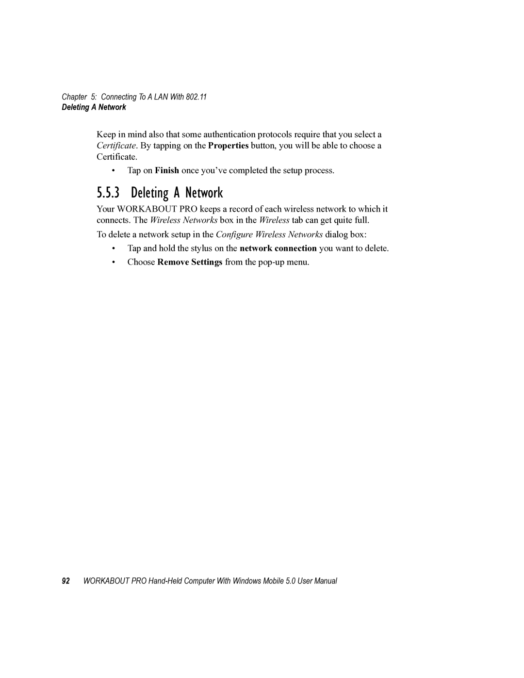 Psion Teklogix 8100107B user manual Deleting a Network 