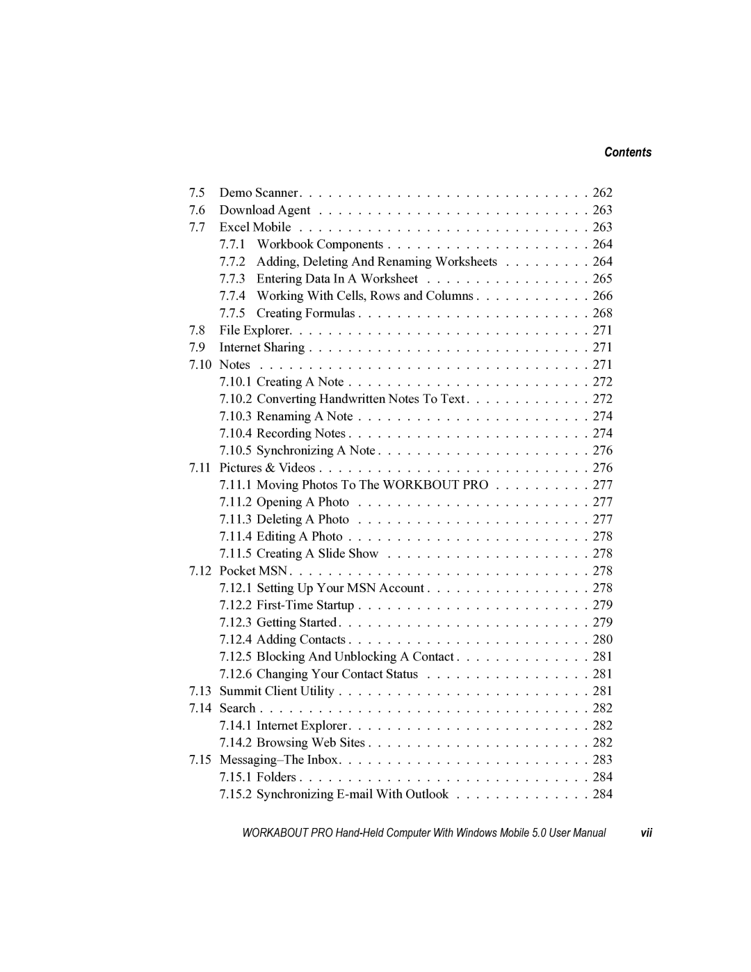 Psion Teklogix 8100107B user manual Vii 