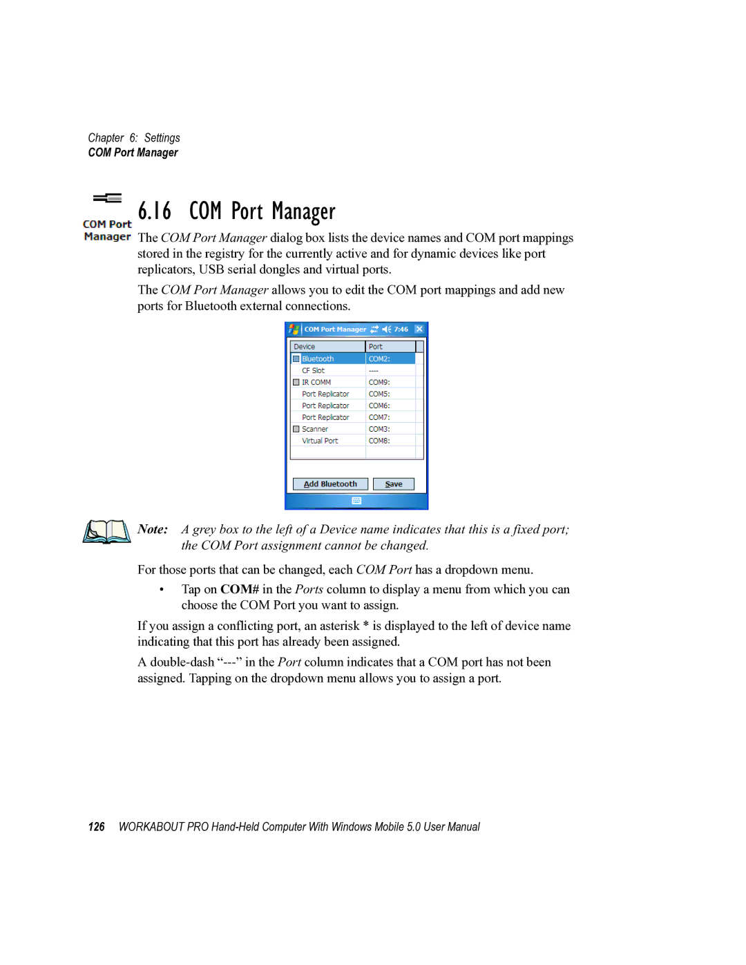 Psion Teklogix 8100107B user manual COM Port Manager 