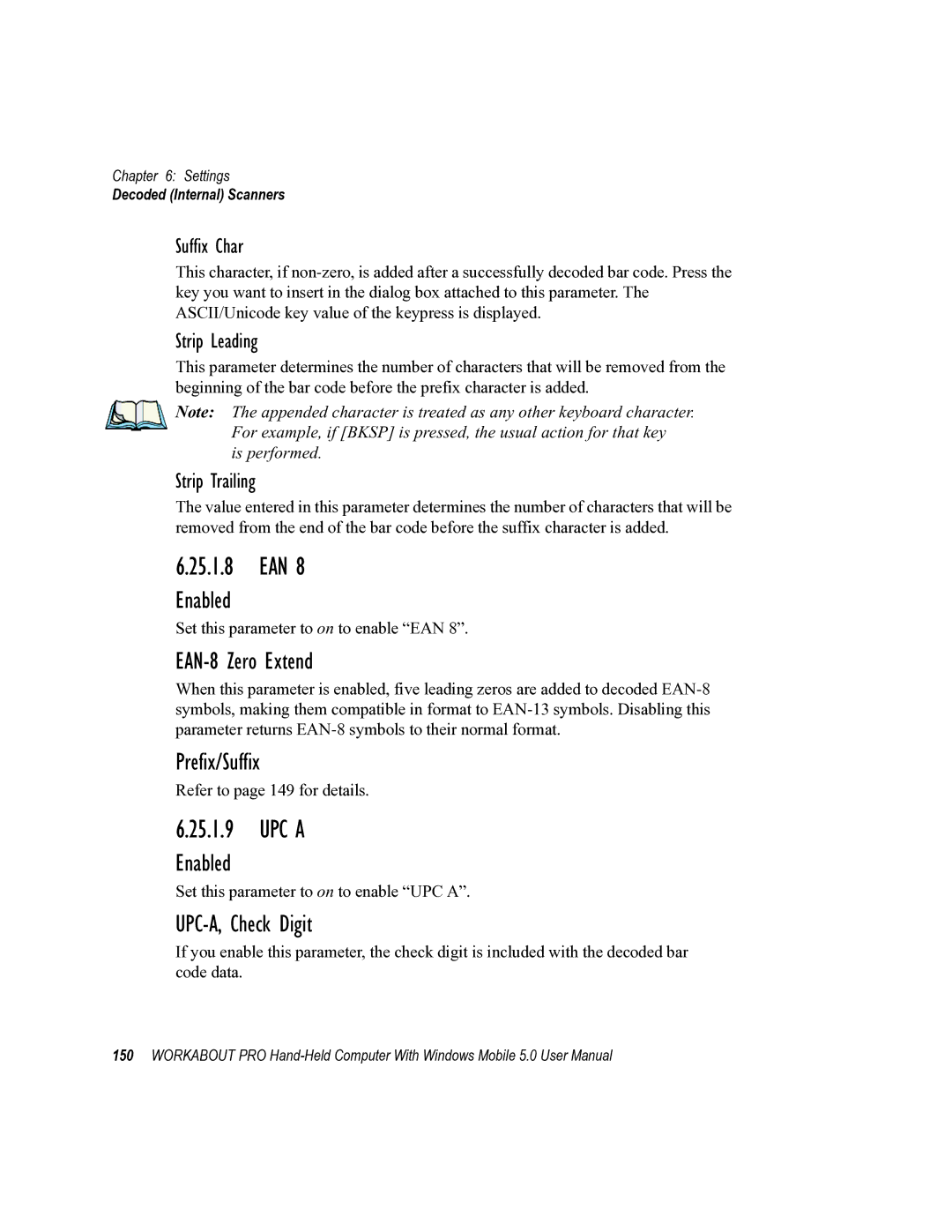 Psion Teklogix 8100107B user manual 25.1.8 EAN, UPC a, EAN-8 Zero Extend, UPC-A, Check Digit 