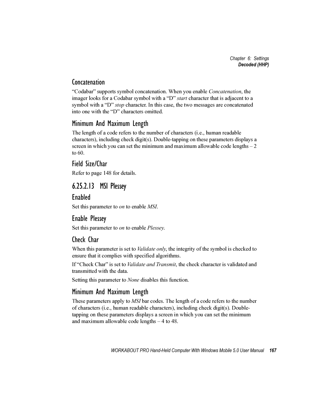 Psion Teklogix 8100107B user manual Concatenation, Enable Plessey 