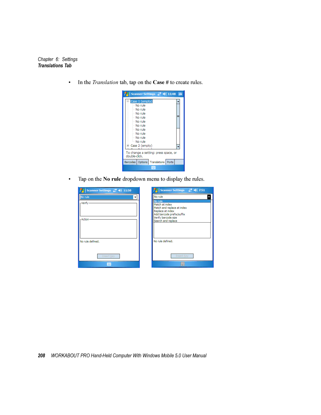 Psion Teklogix 8100107B user manual Translations Tab 