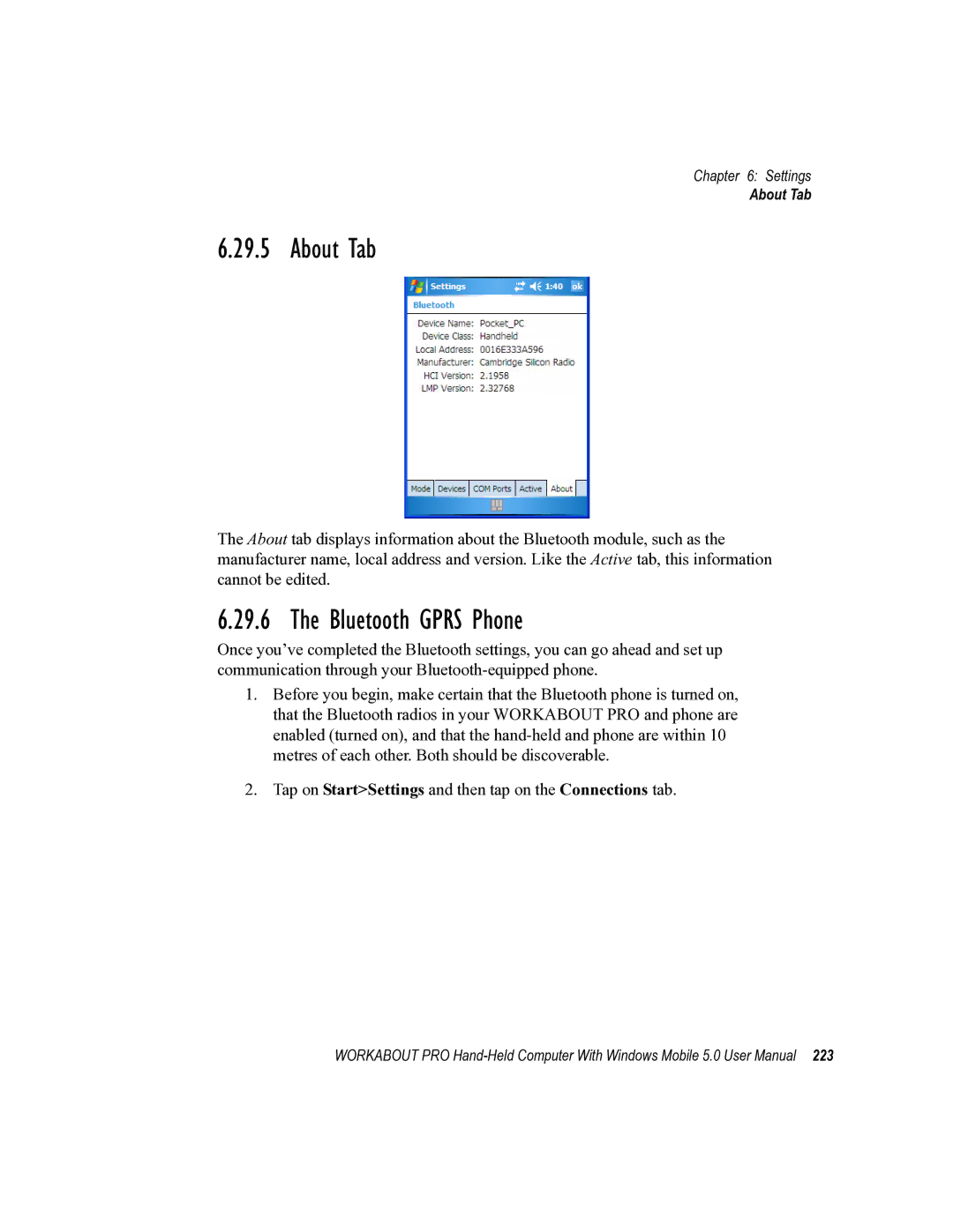 Psion Teklogix 8100107B user manual About Tab, Bluetooth Gprs Phone 