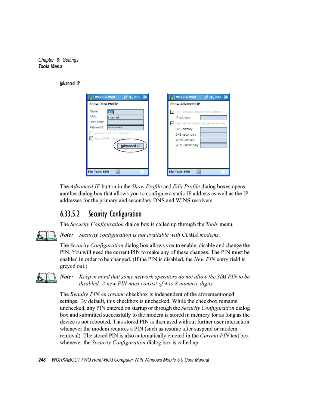 Psion Teklogix 8100107B user manual Security Configuration, Advanced IP 