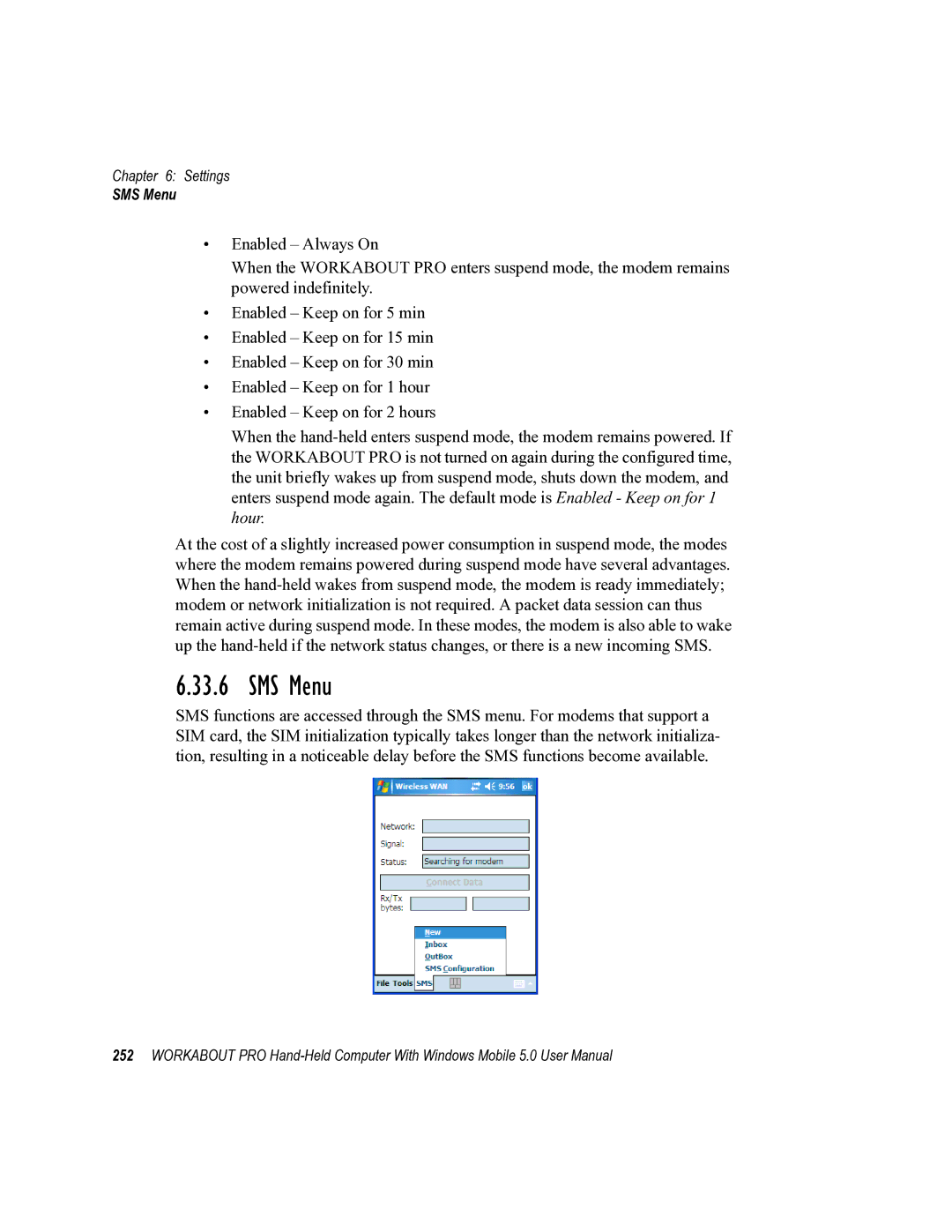 Psion Teklogix 8100107B user manual SMS Menu 