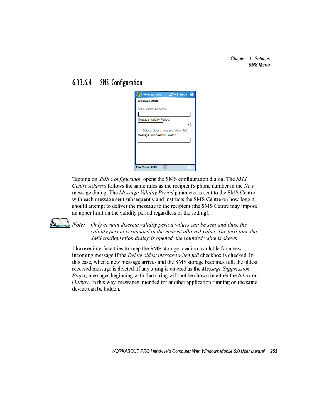 Psion Teklogix 8100107B user manual SMS Configuration 