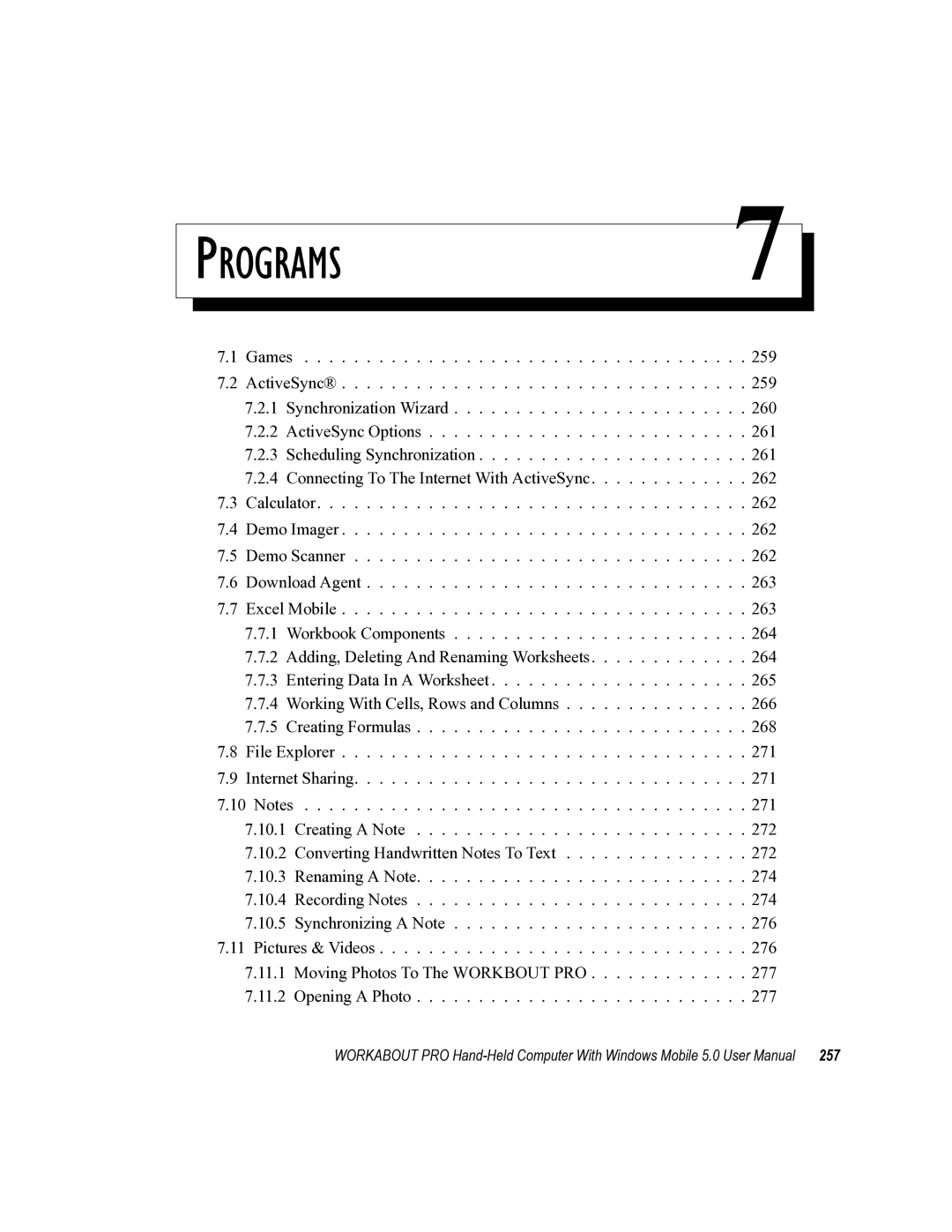 Psion Teklogix 8100107B user manual Programs 