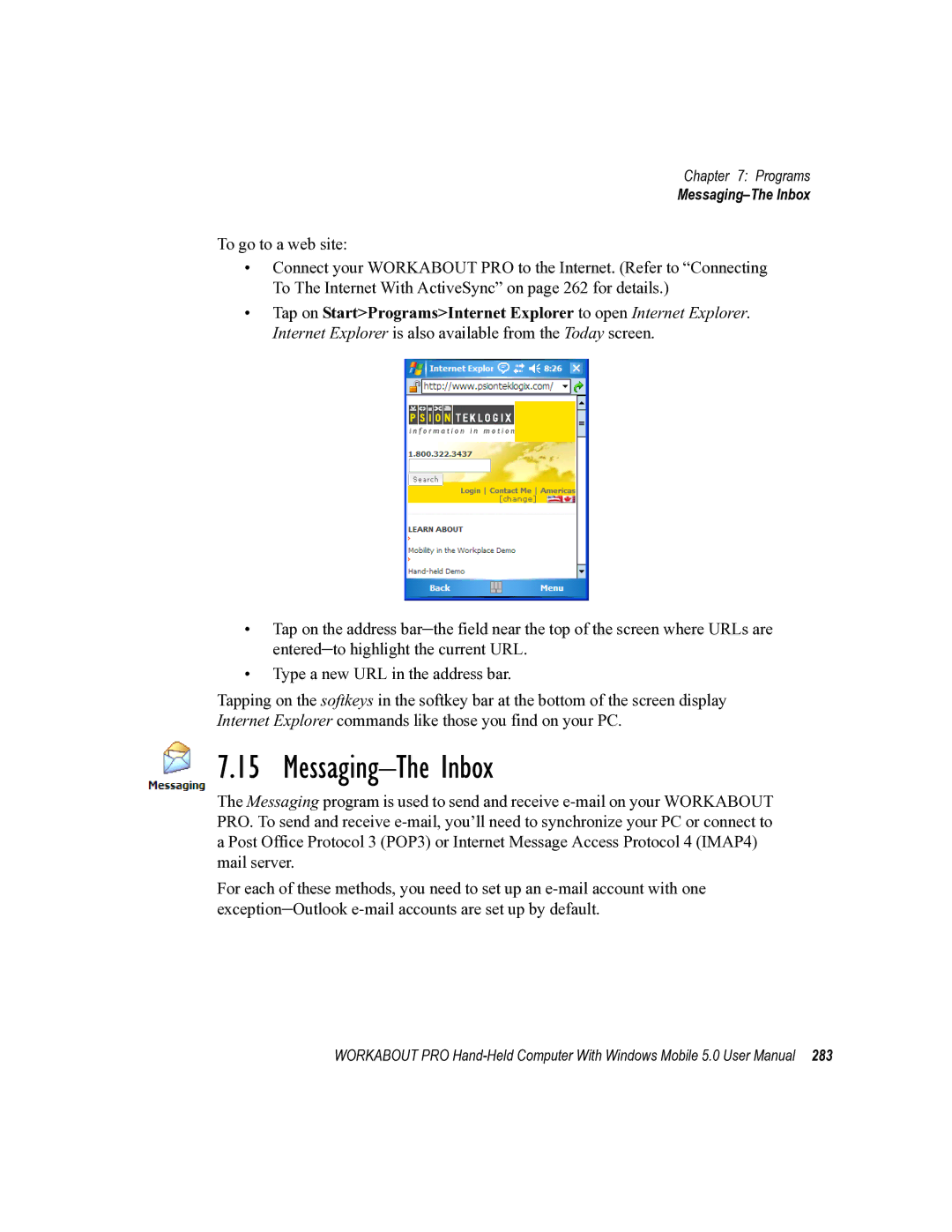 Psion Teklogix 8100107B user manual Messaging-The Inbox 