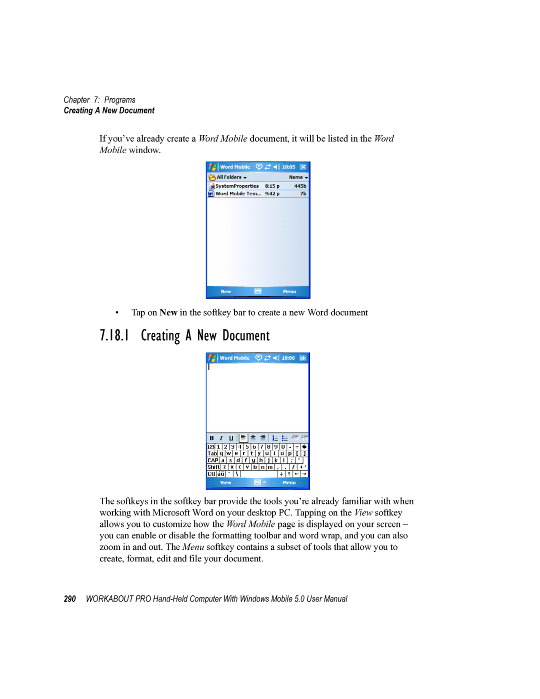 Psion Teklogix 8100107B user manual Creating a New Document 