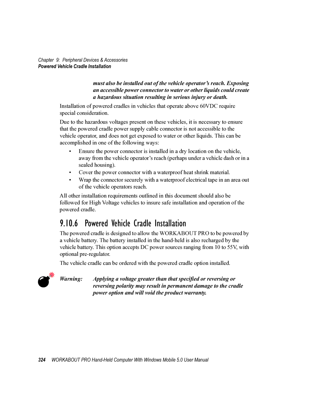 Psion Teklogix 8100107B user manual Powered Vehicle Cradle Installation 