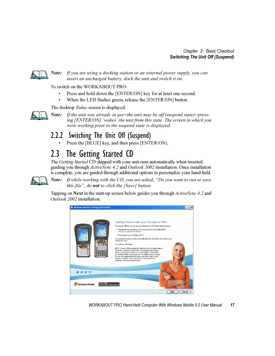 Psion Teklogix 8100107B user manual Getting Started CD, Switching The Unit Off Suspend 