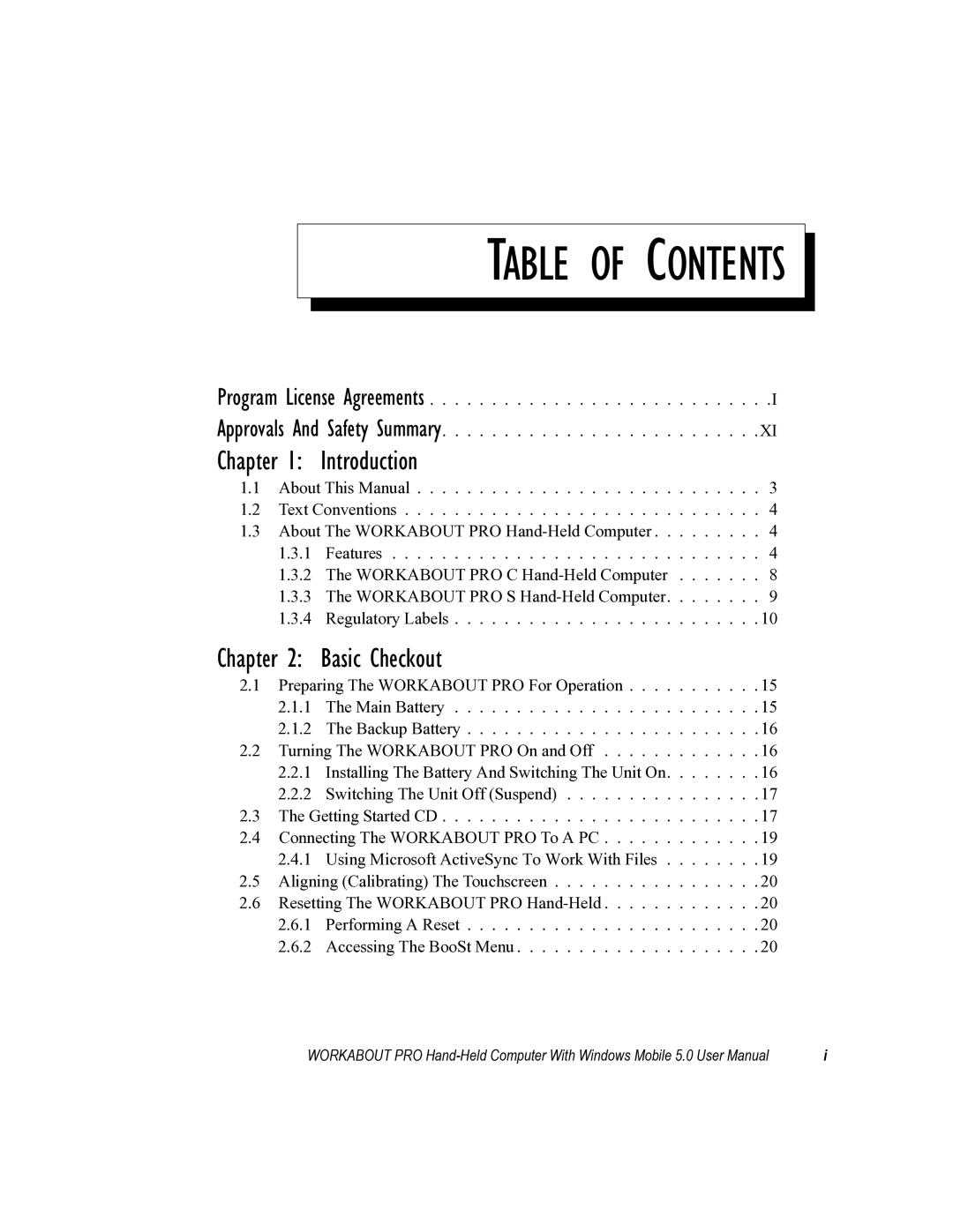 Psion Teklogix 8100107B user manual Table of Contents 