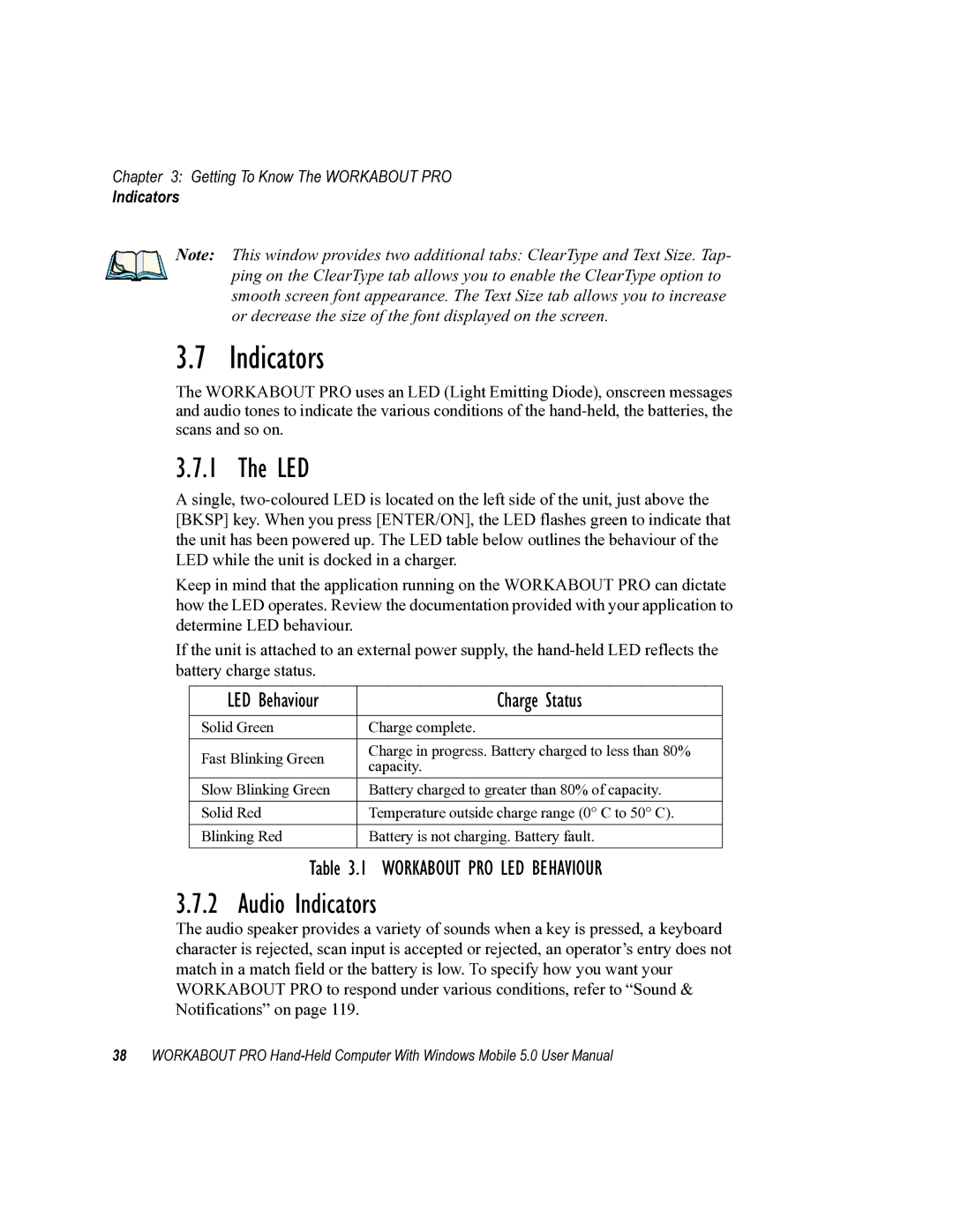 Psion Teklogix 8100107B user manual Led, Audio Indicators 