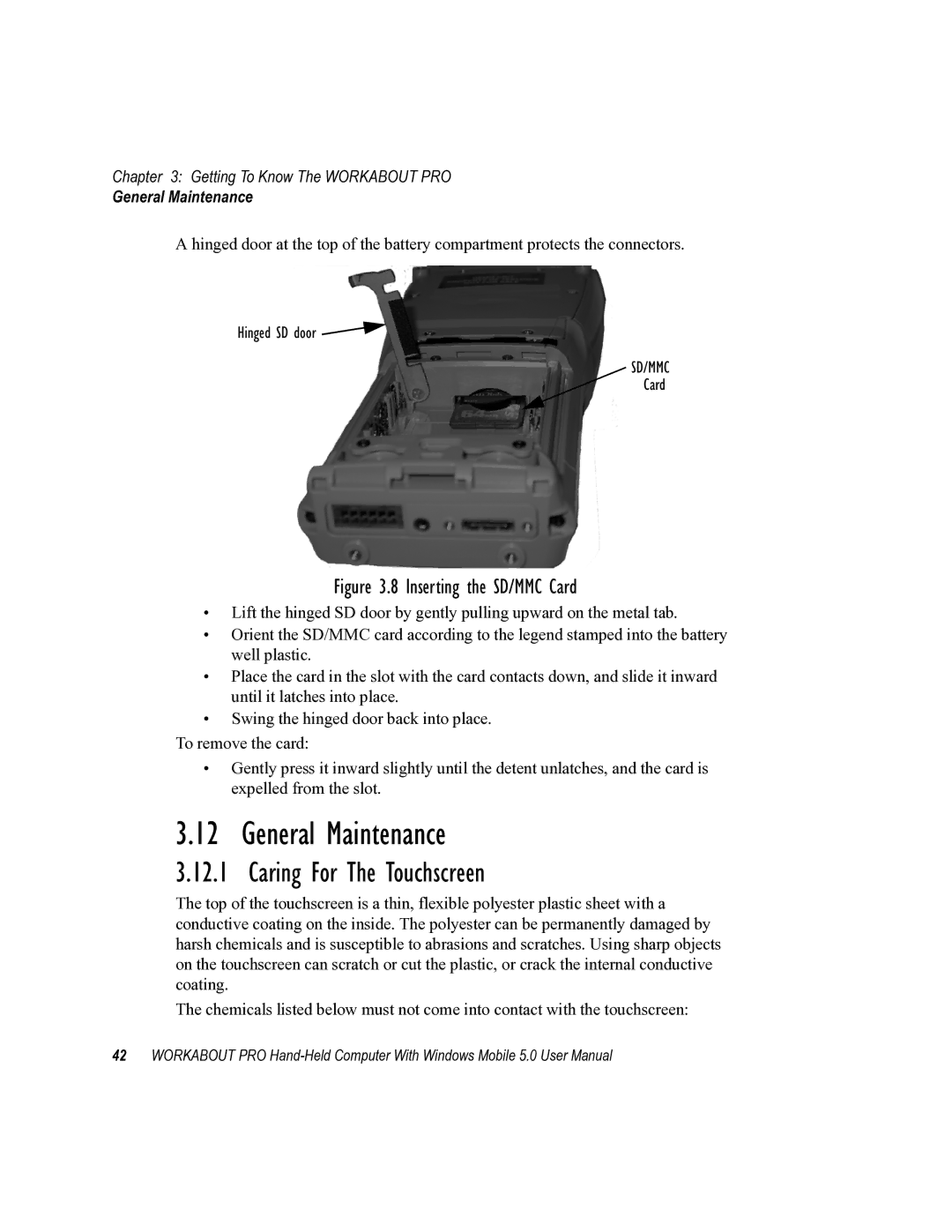 Psion Teklogix 8100107B user manual General Maintenance, Caring For The Touchscreen 