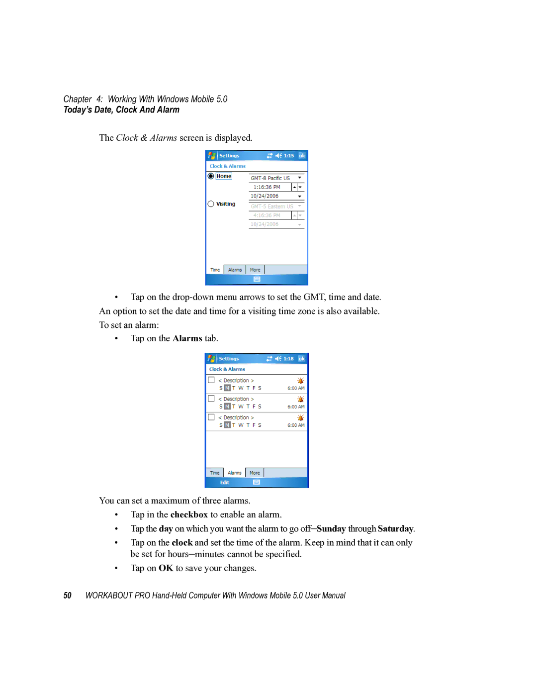 Psion Teklogix 8100107B user manual Today’s Date, Clock And Alarm 