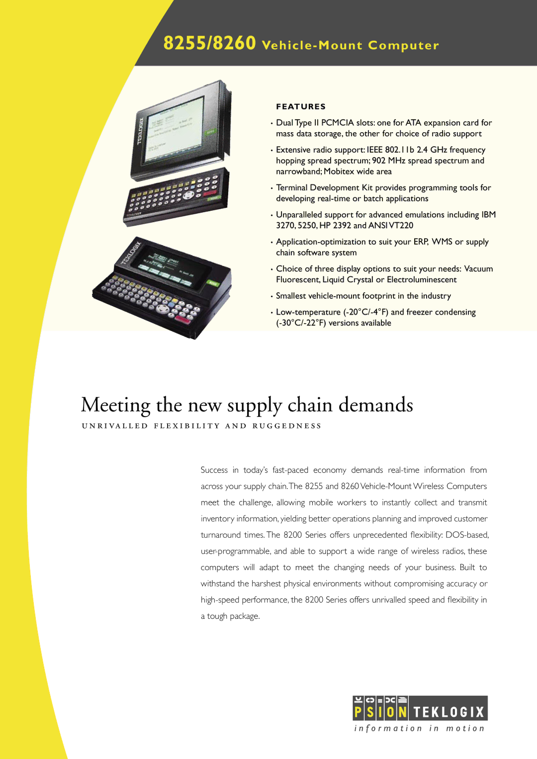 Psion Teklogix 8255, 8260 manual Meeting the new supply chain demands 