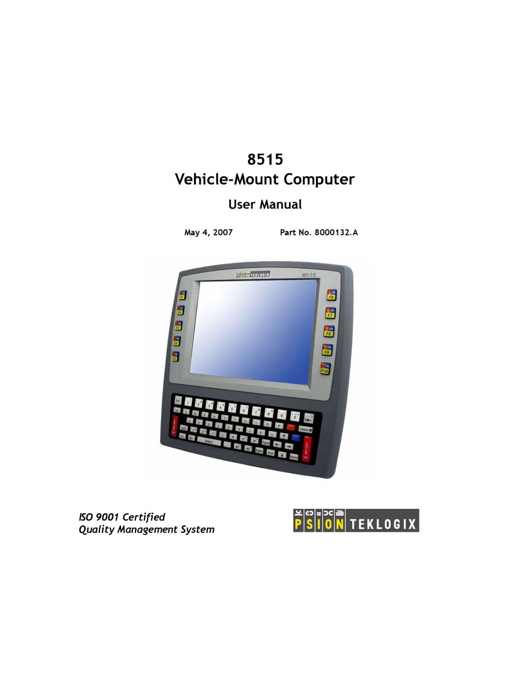 Psion Teklogix 8515 user manual Vehicle-Mount Computer 