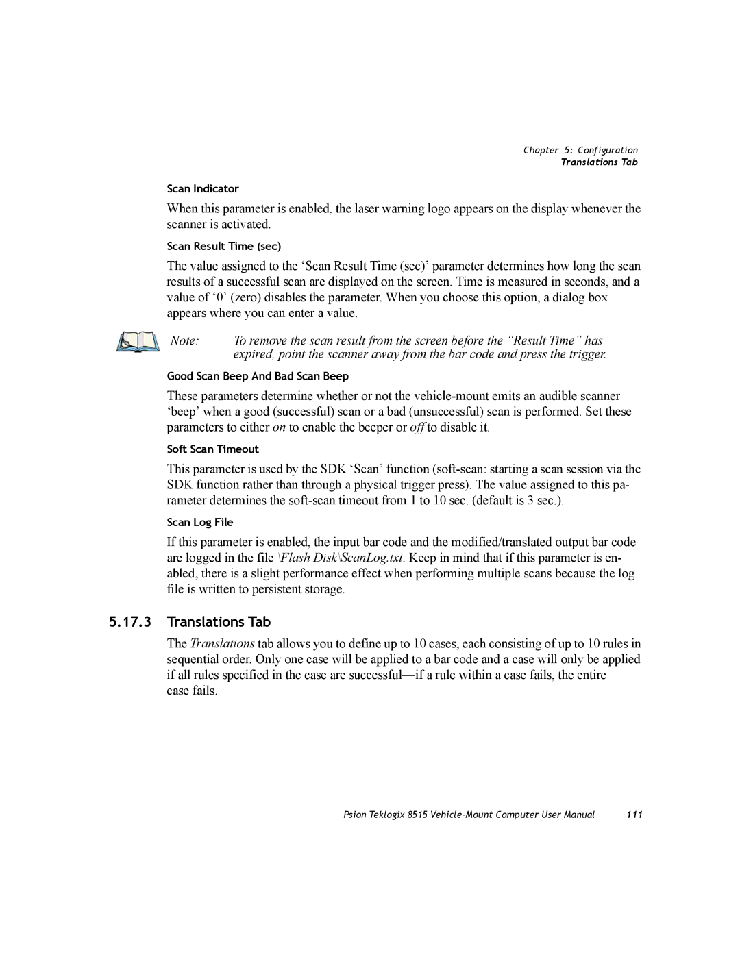 Psion Teklogix 8515 user manual Translations Tab 