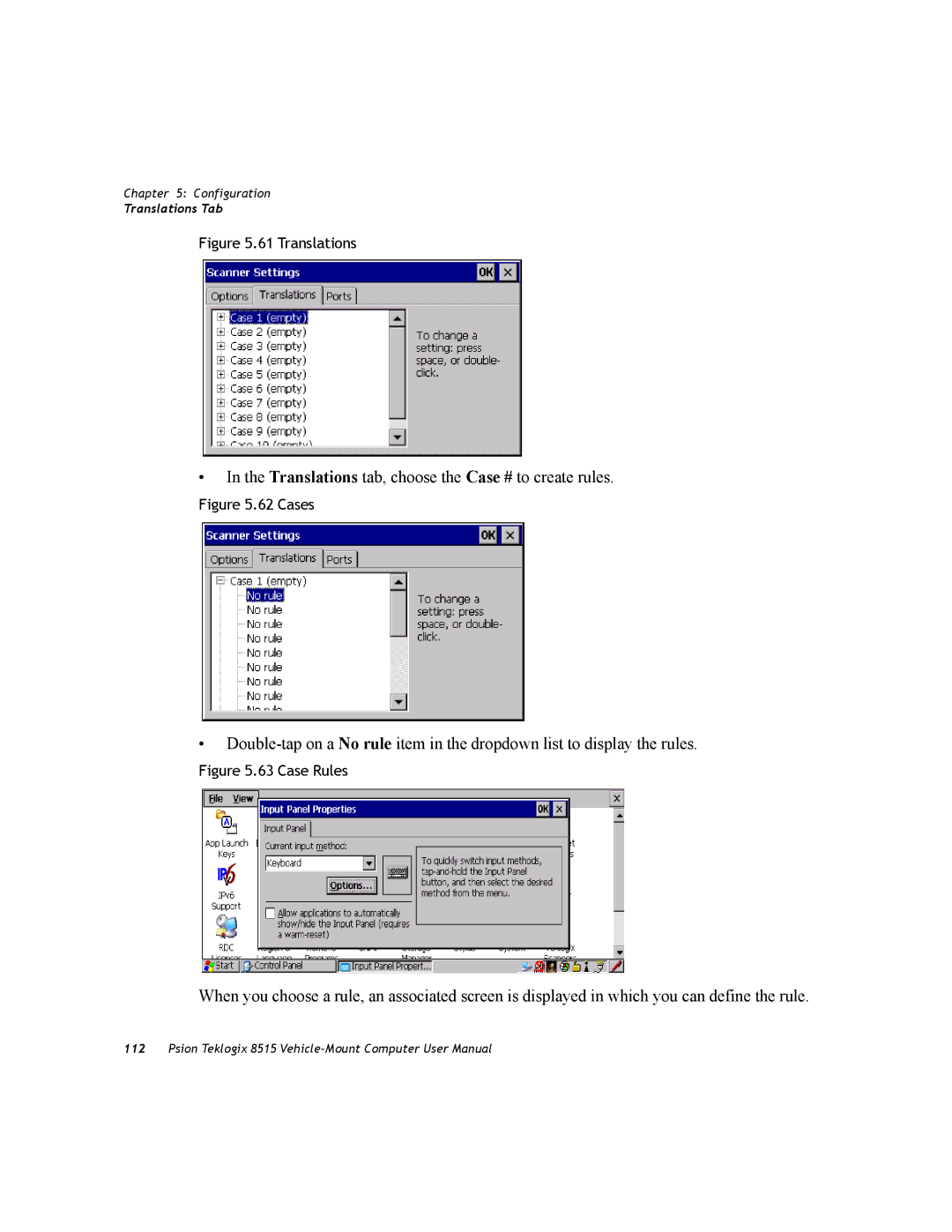 Psion Teklogix 8515 user manual Translations tab, choose the Case # to create rules 