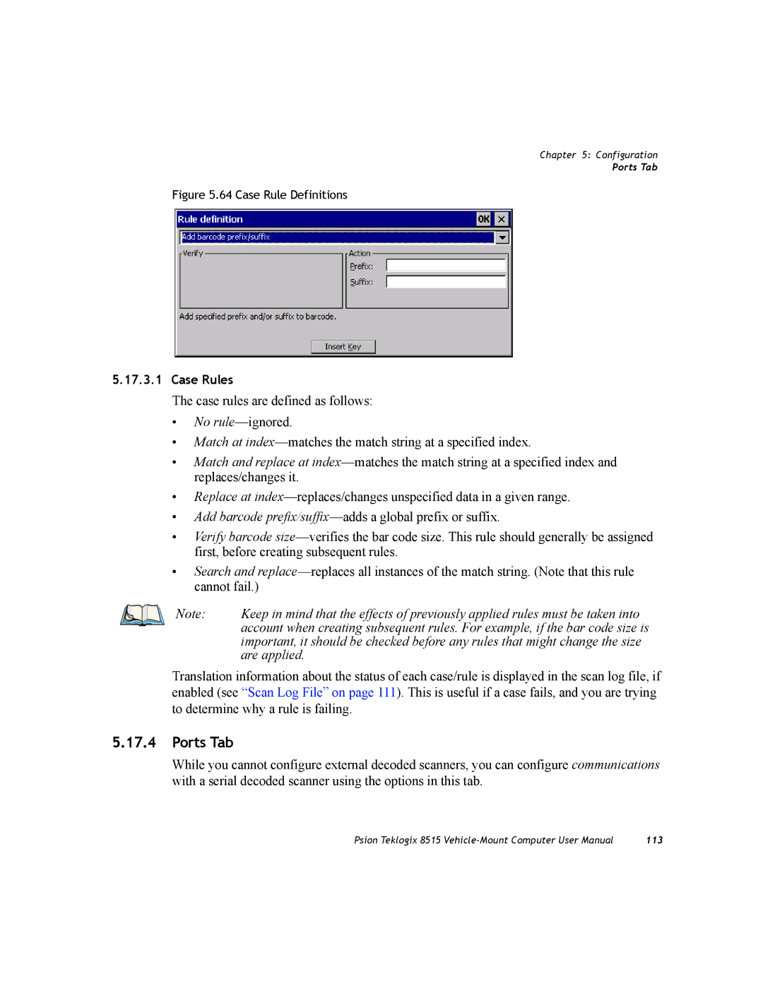 Psion Teklogix 8515 user manual Ports Tab, Are applied 