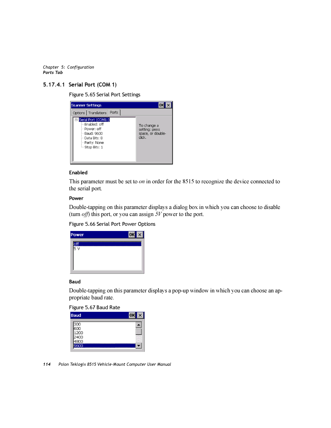 Psion Teklogix 8515 user manual Serial Port COM 