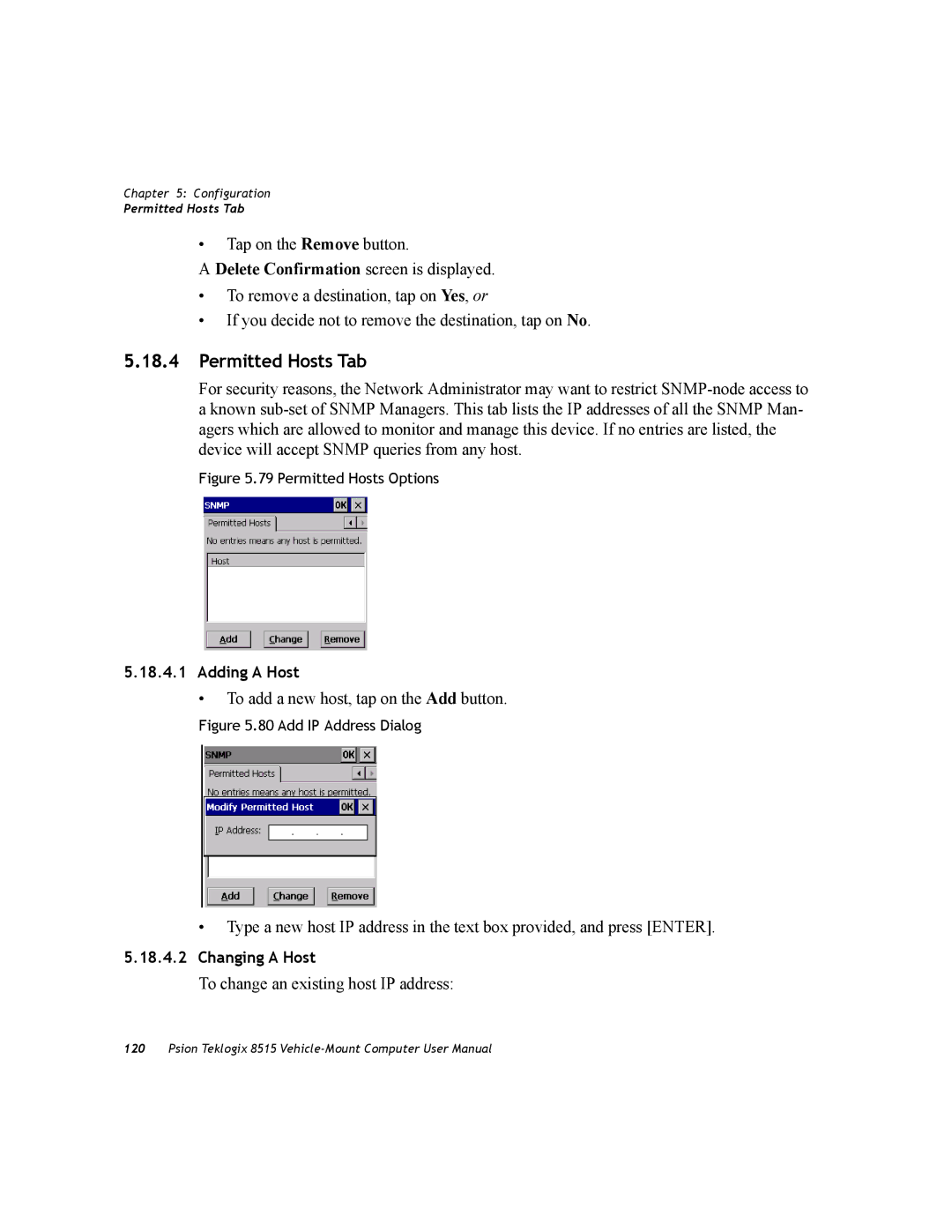 Psion Teklogix 8515 user manual Permitted Hosts Tab, Permitted Hosts Options 