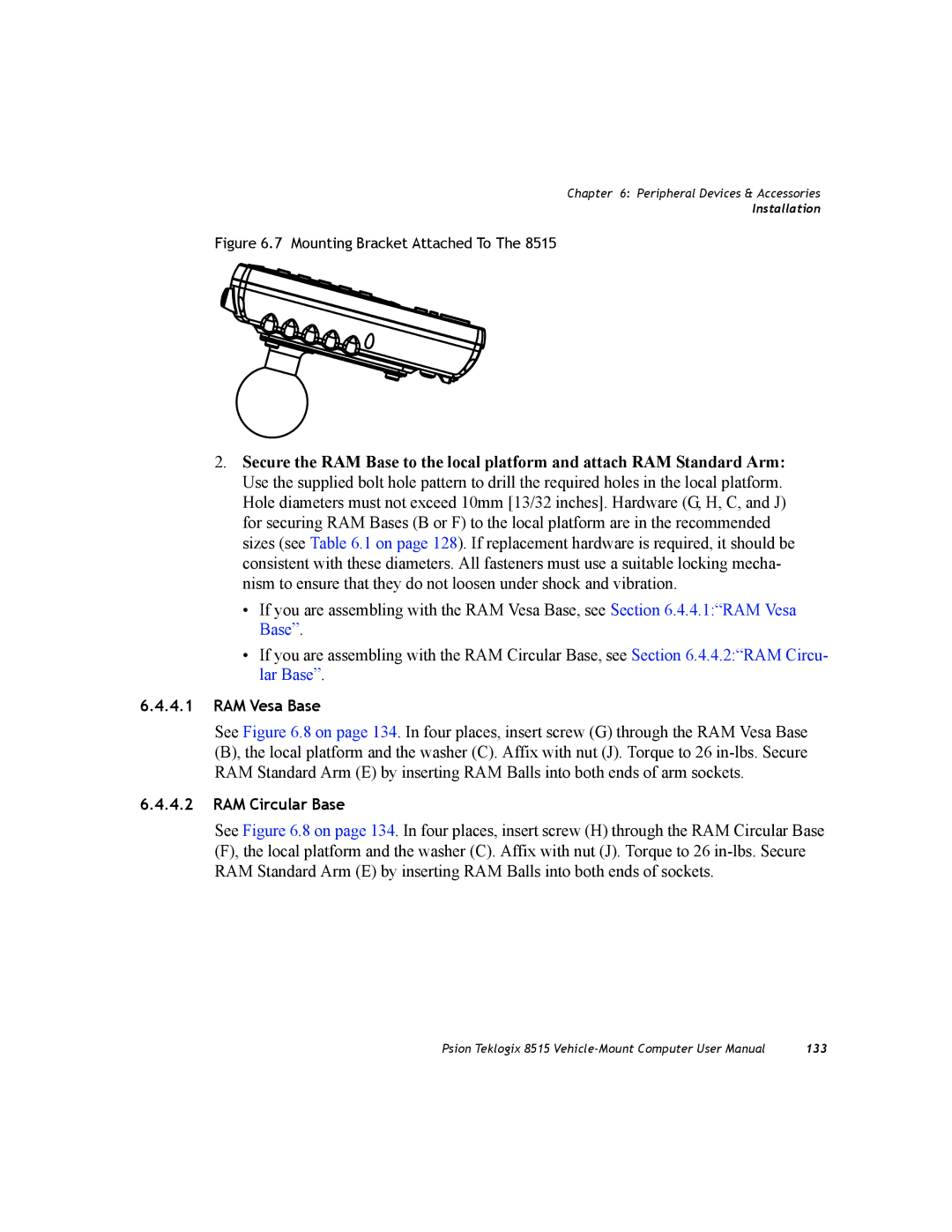 Psion Teklogix 8515 user manual RAM Vesa Base 