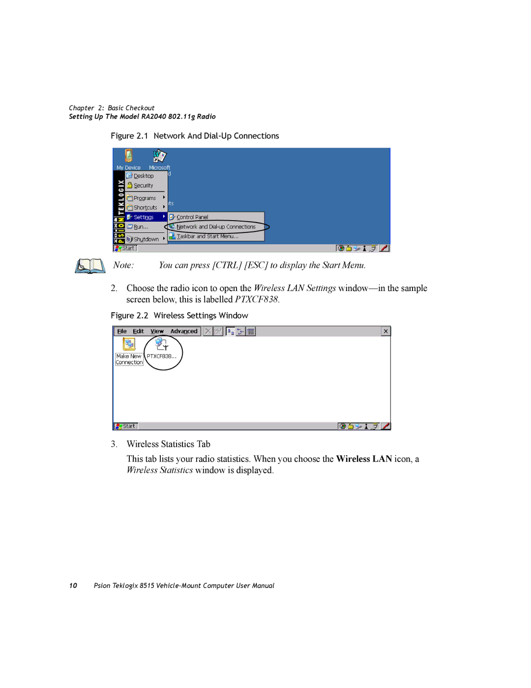 Psion Teklogix 8515 user manual You can press Ctrl ESC to display the Start Menu 