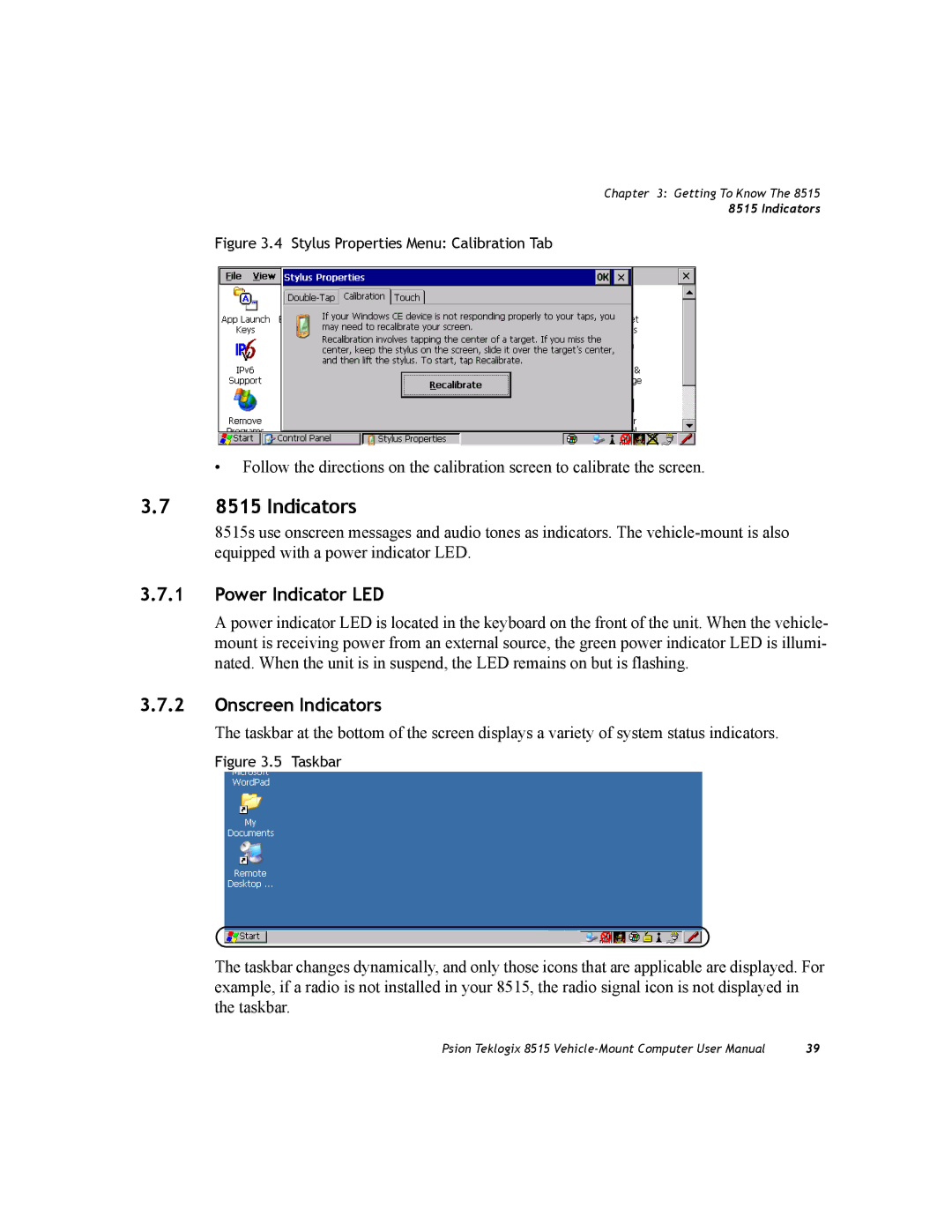 Psion Teklogix 8515 user manual Power Indicator LED, Onscreen Indicators 