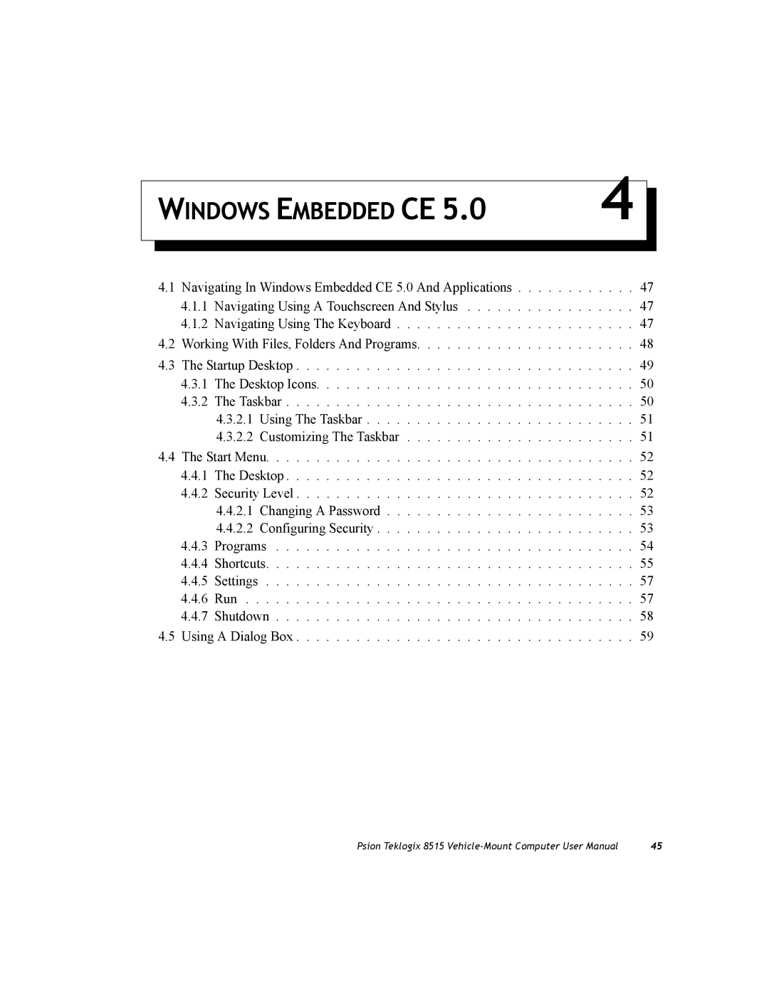 Psion Teklogix 8515 user manual Windows Embedded CE 