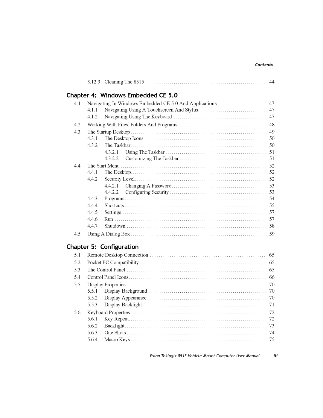 Psion Teklogix 8515 user manual Windows Embedded CE, Configuration 