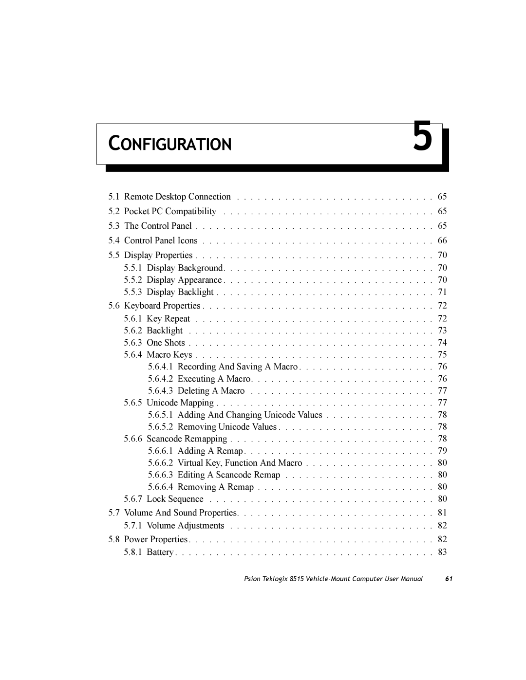 Psion Teklogix 8515 user manual Configuration 